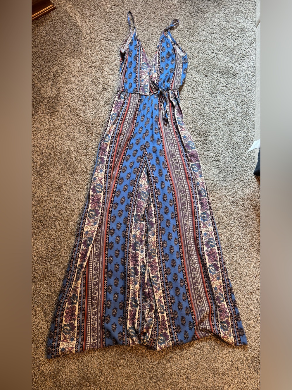 Band of Gypsies Blue Floral Print Maxi Skirt